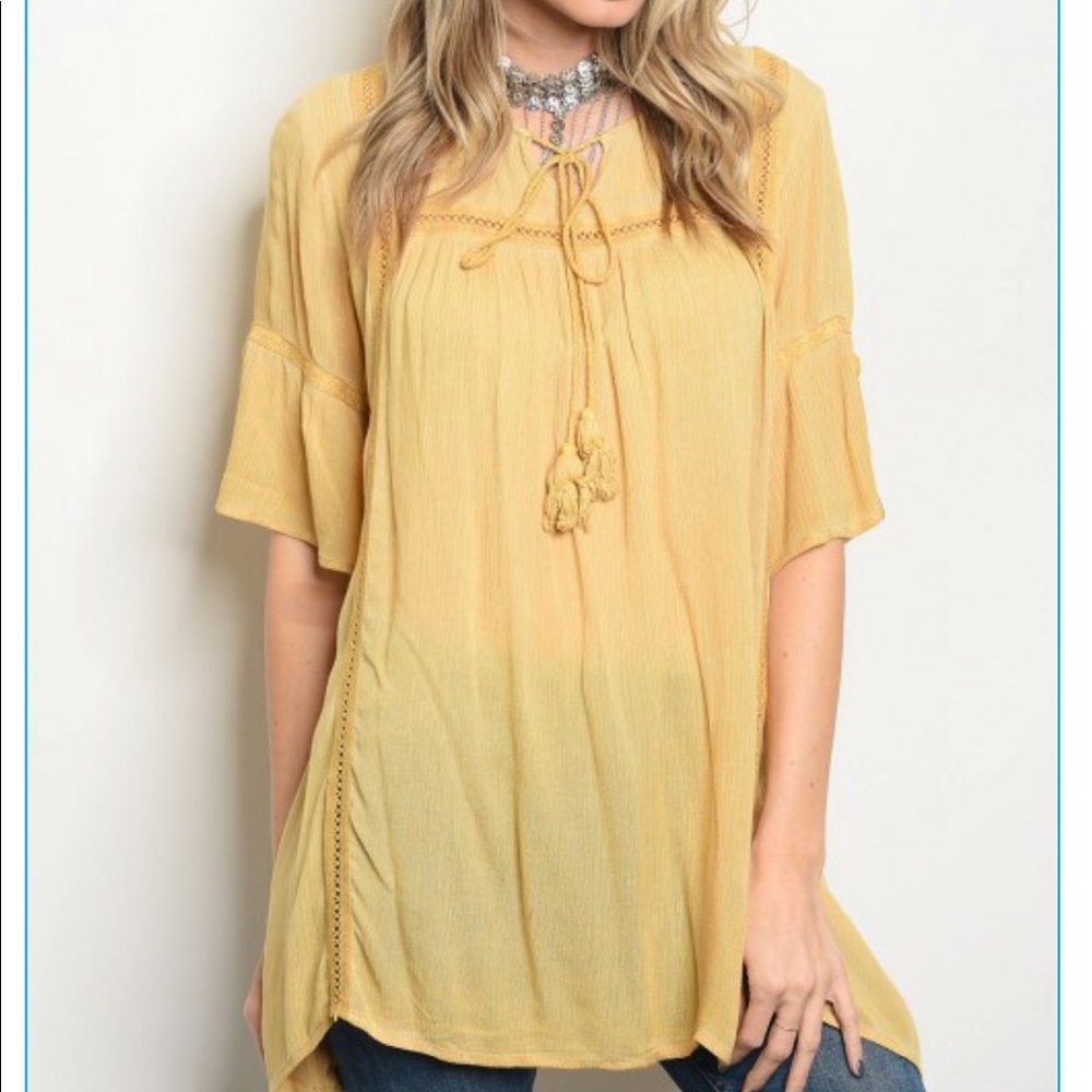 ☕️Lovely Golden A-line Top 🤩 - Picture 2 of 3